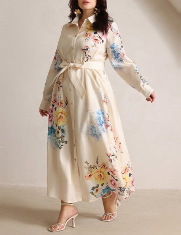 Rochie maxi Shein Curve+, crem