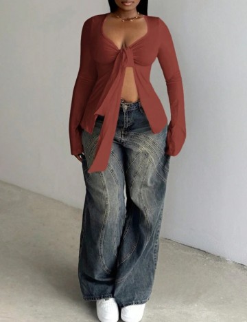 Bluză Shein, cărămiziu