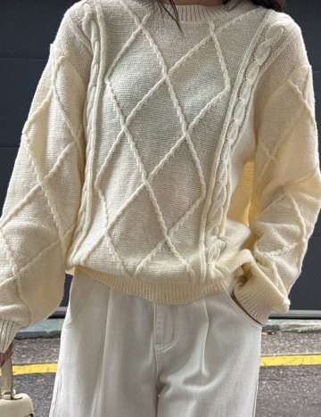 Pulover Shein DAZY, crem