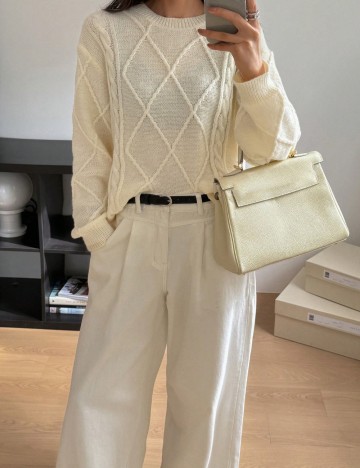 Pulover Shein DAZY, crem