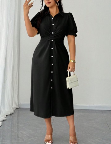 Rochie midi Shein Curve+, negru