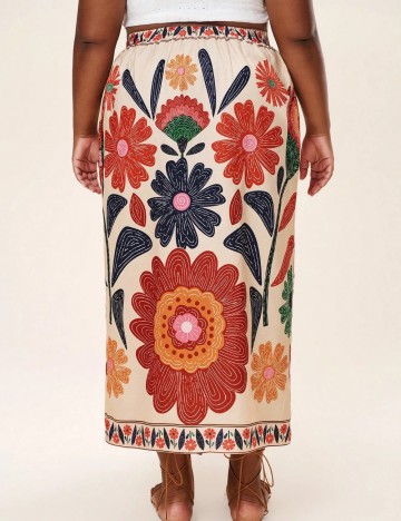 Fustă maxi Shein Curve+, mix culori