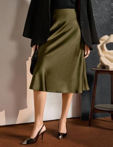 Fustă midi Shein Curve+, kaki