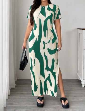 Rochie maxi Shein Curve+, mix culori