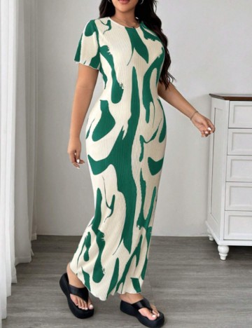 Rochie maxi Shein Curve+, mix culori