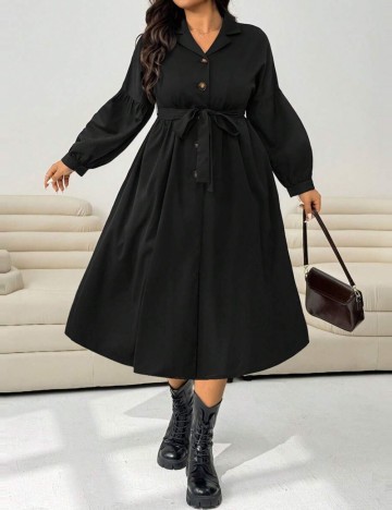 Trench Shein Curve+, negru