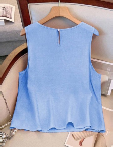 Cămașă cu mânecă scurtă Shein Curve+, albastru