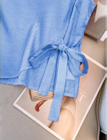 Cămașă cu mânecă scurtă Shein Curve+, albastru