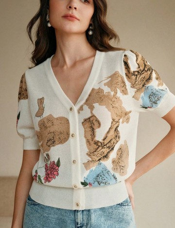 Bluză cu nasturi Shein Anewsta, alb