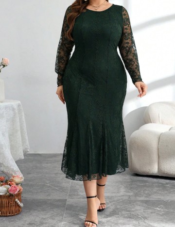Rochie midi Shein Curve+, verde