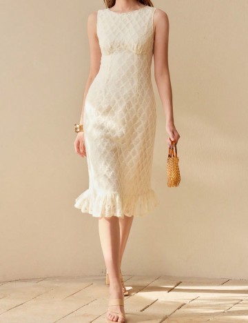 Rochie midi Shein MOTF, crem