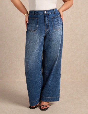 Jeans Shein Curve+, albastru