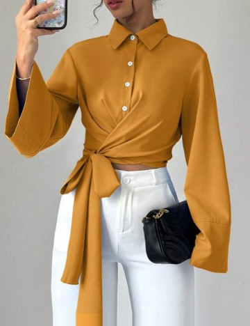 Cămașă casual Shein, portocaliu