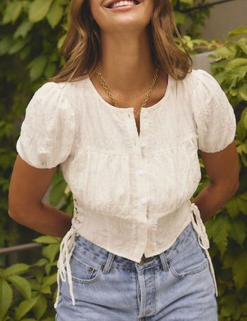 Cămașă cu mânecă scurtă Shein, alb