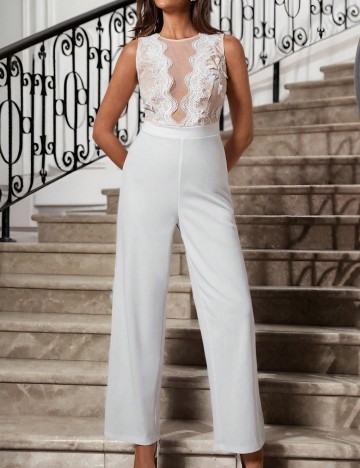 Salopetă lungă Shein, alb