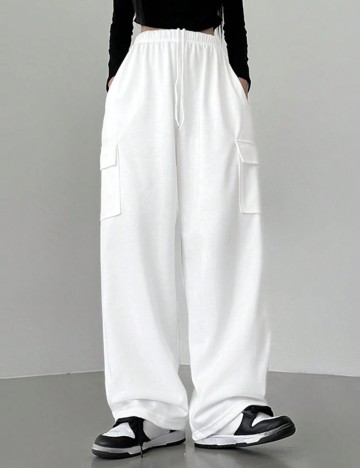 Pantaloni Shein DAZY, alb