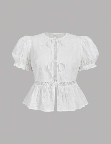 Cămașă cu mânecă scurtă Shein Curve+, alb