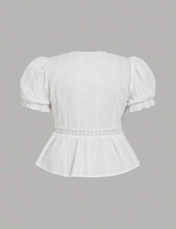 Cămașă cu mânecă scurtă Shein Curve+, alb