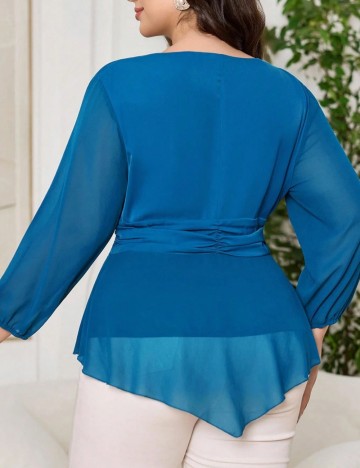 Cămașă Shein Curve+, albastru