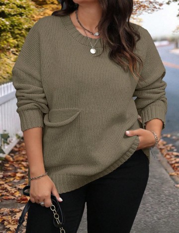 Pulover Shein Curve+, maro