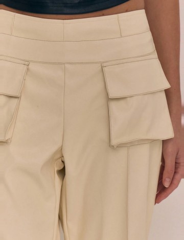 Pantaloni imitație din piele Shein, galben