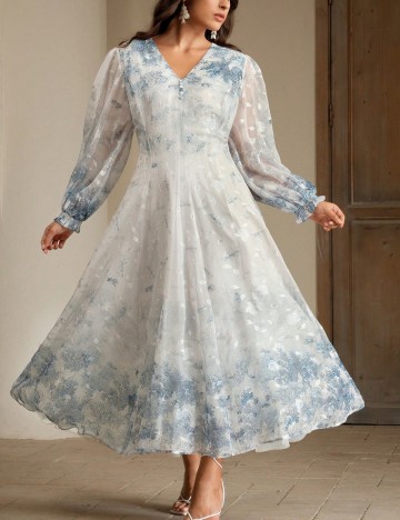 Rochie midi Shein Curve+, mix culori