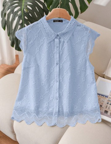 Cămașă cu mânecă scurtă Shein, albastru