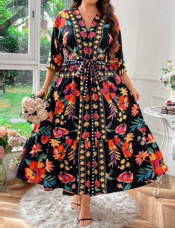 Rochie midi Shein Curve+, mix culori