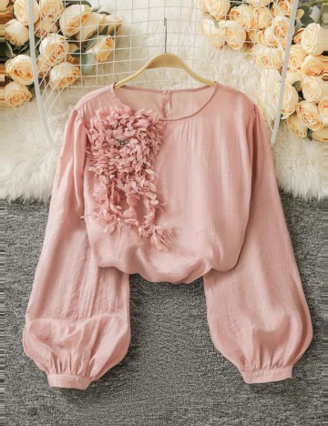 Cămașă Shein Curve+, roz prafuit