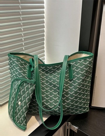 Set geantă și portfard Shein, verde