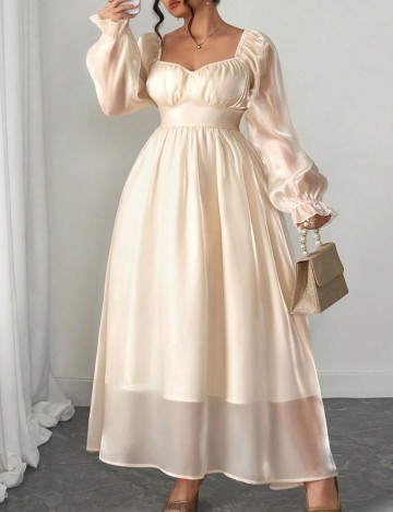 Rochie maxi Shein Curve+, crem