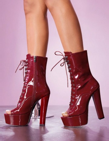 Cizme cu toc Shein, vișiniu