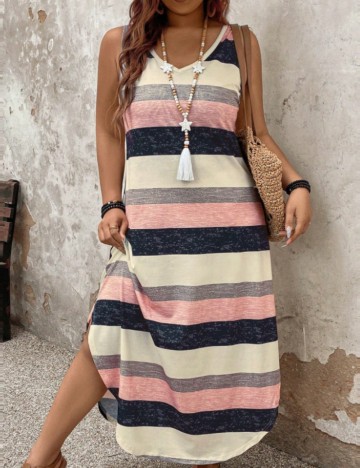 Rochie maxi Shein Curve+, mix culori