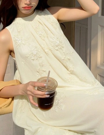 Rochie maxi Shein, crem