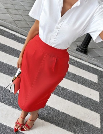 Fustă midi Shein, roșu