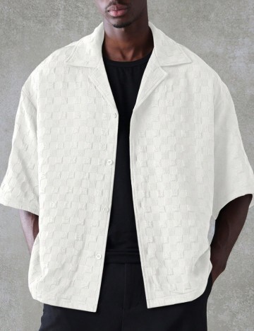 Cămașă cu mânecă scurtă Shein SUMWON, crem