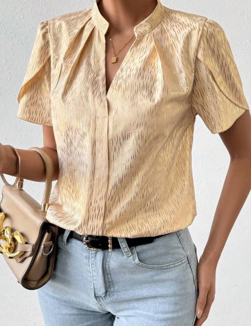 Cămașă cu mânecă scurtă Shein, crem