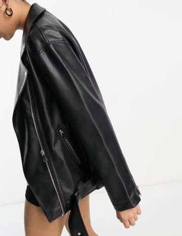 Jachetă imitație de piele ASOS, negru