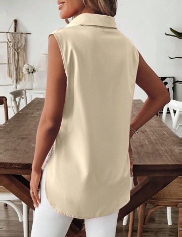 Cămașă cu mânecă scurtă Shein, crem