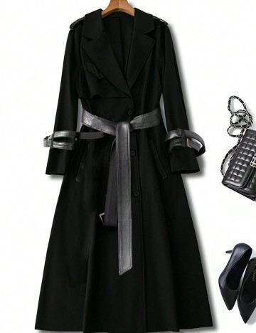 Trench Shein Curve+, negru