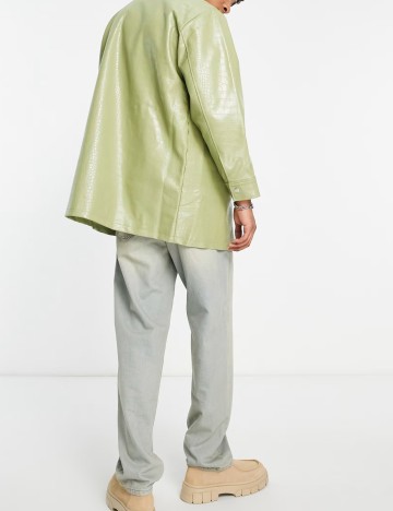 Jachetă imitație de piele ASOS, verde