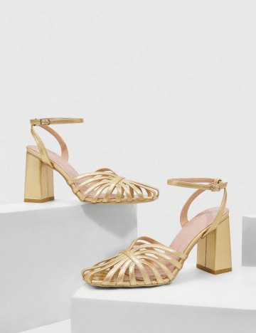 Sandale Cu Toc Shein CUCCOO, auriu