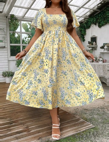 Rochie midi Shein Curve+, galben