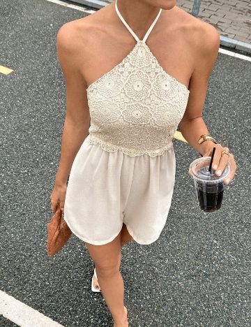 Salopetă scurtă Shein, crem