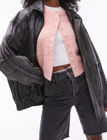 Geacă de piele ASOS, gri