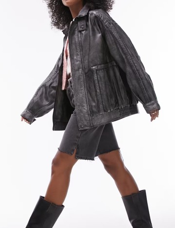 Geacă de piele ASOS, gri