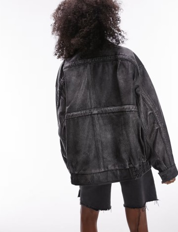 Geacă de piele ASOS, gri
