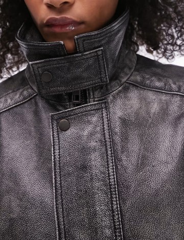 Geacă de piele ASOS, gri