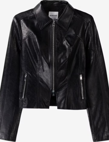 Geacă Imitație Piele Bershka, negru