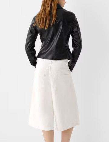 Geacă Imitație Piele Bershka, negru